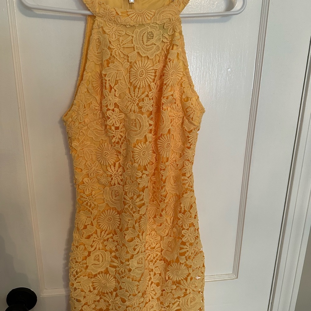 Lulus Elegant Yellow Lace Dress